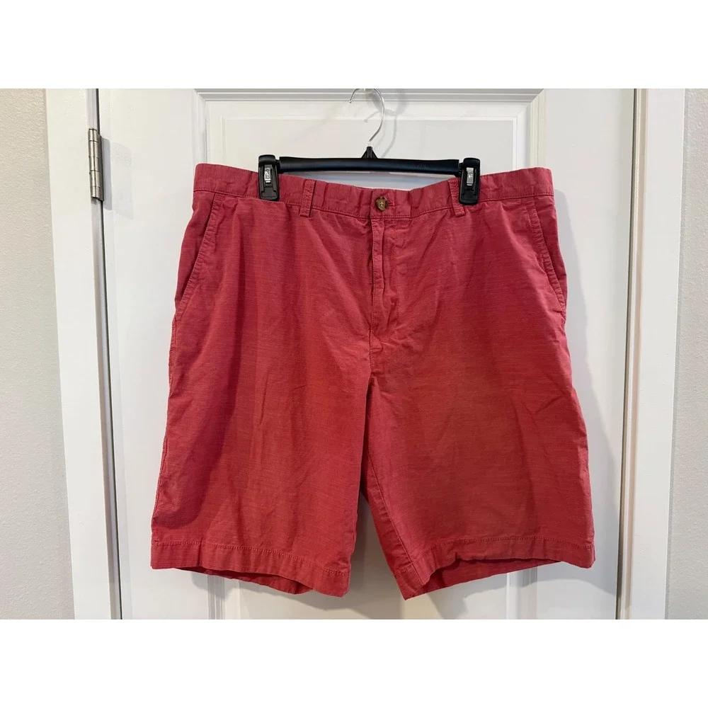 Tommy Hilfiger Mens Red Slub Textured Chino Shorts Size 40 Classic Summer Preppy